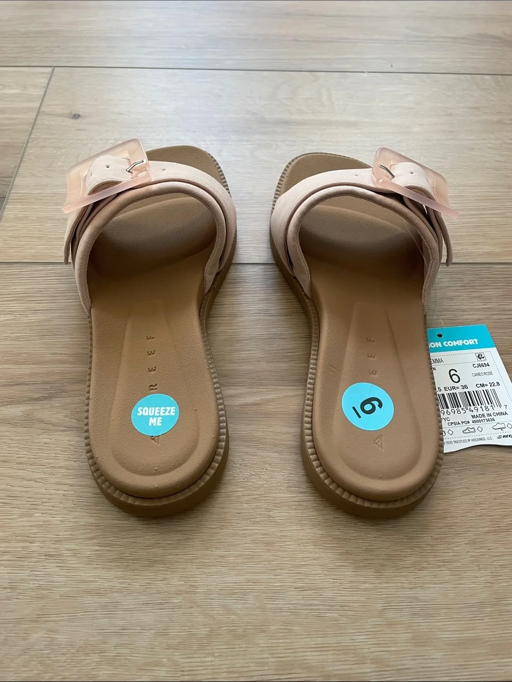 NWT Reef Women’s 6 Sunny Emma Slide Sandals in Blush with Oversized Buckle